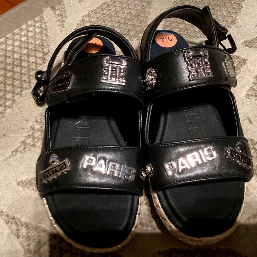 New Karl Lagerfeld  Black Open Toe Shoes size 7 1/2